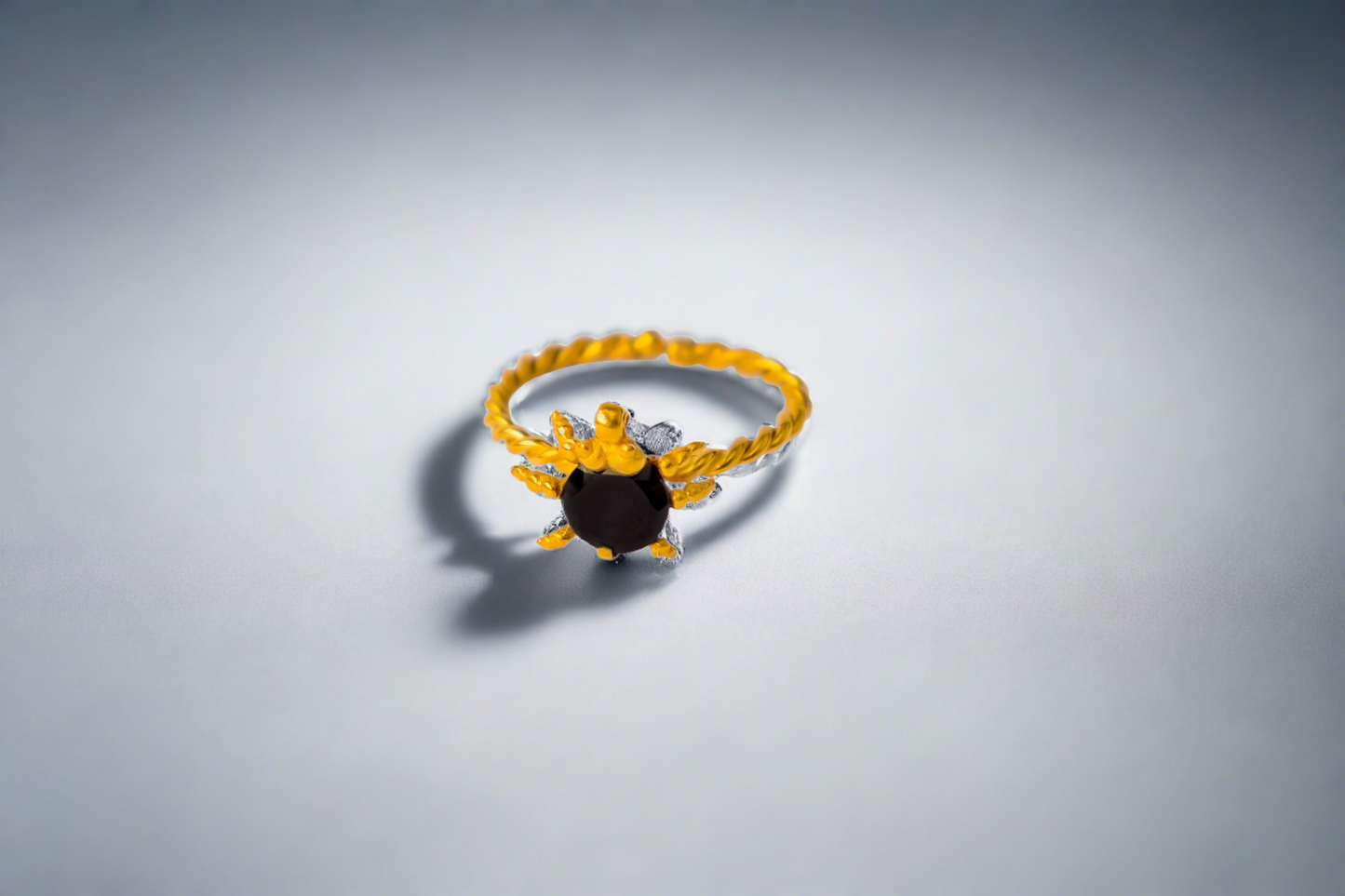 Black Spinel Spider Ring