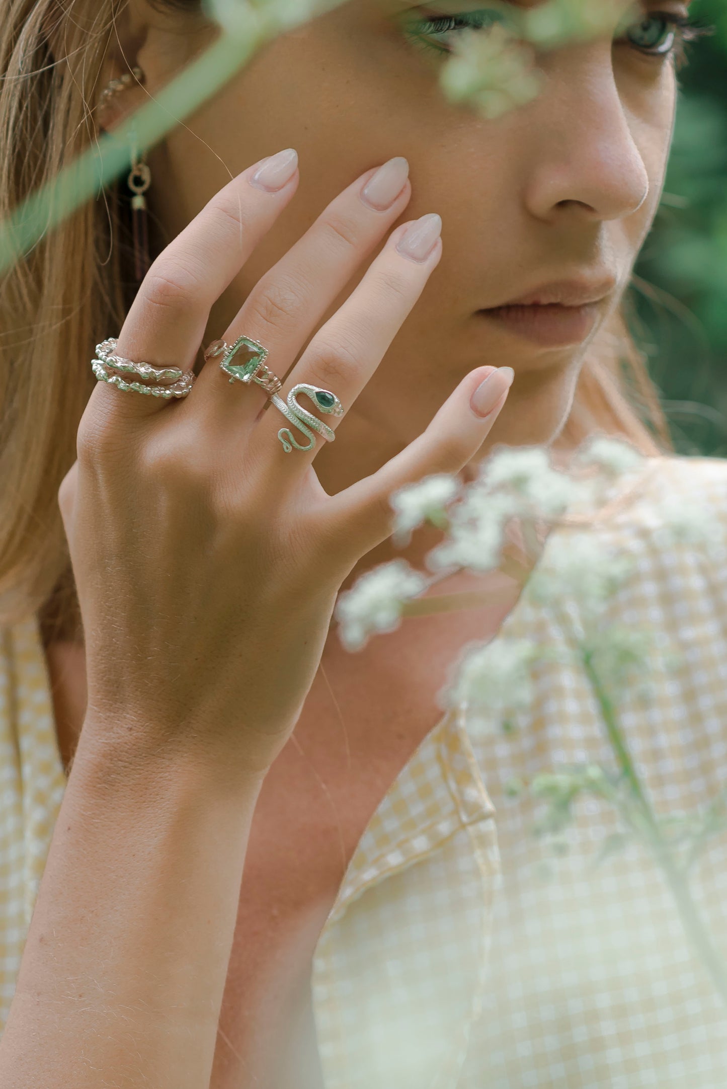 Serpent Ring with Green Quartz Eye