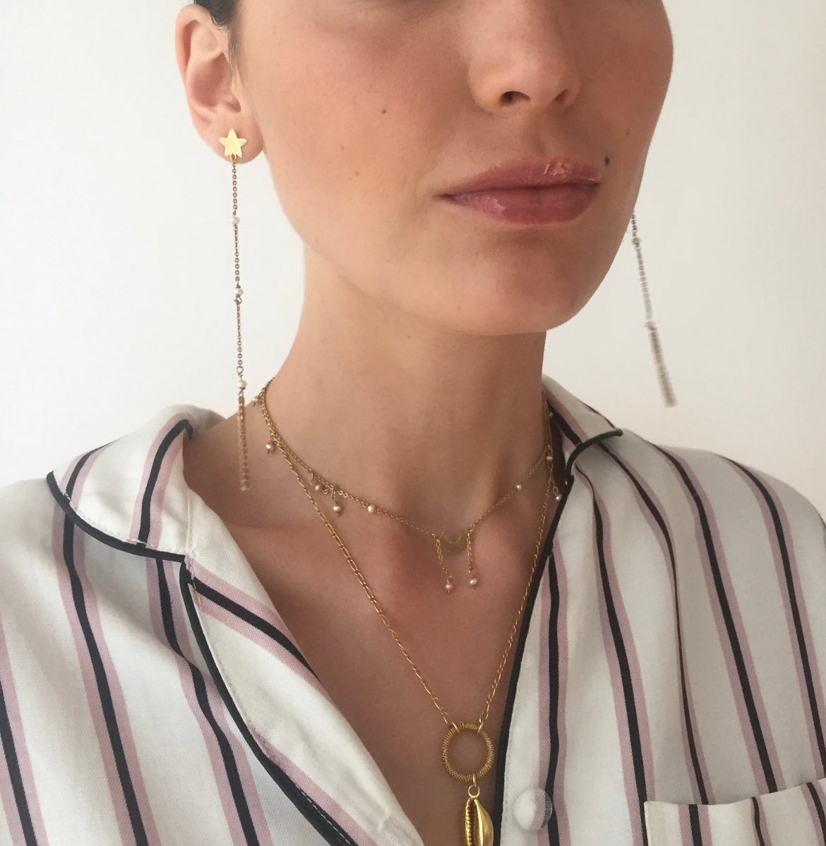 Handmade shell gold necklace