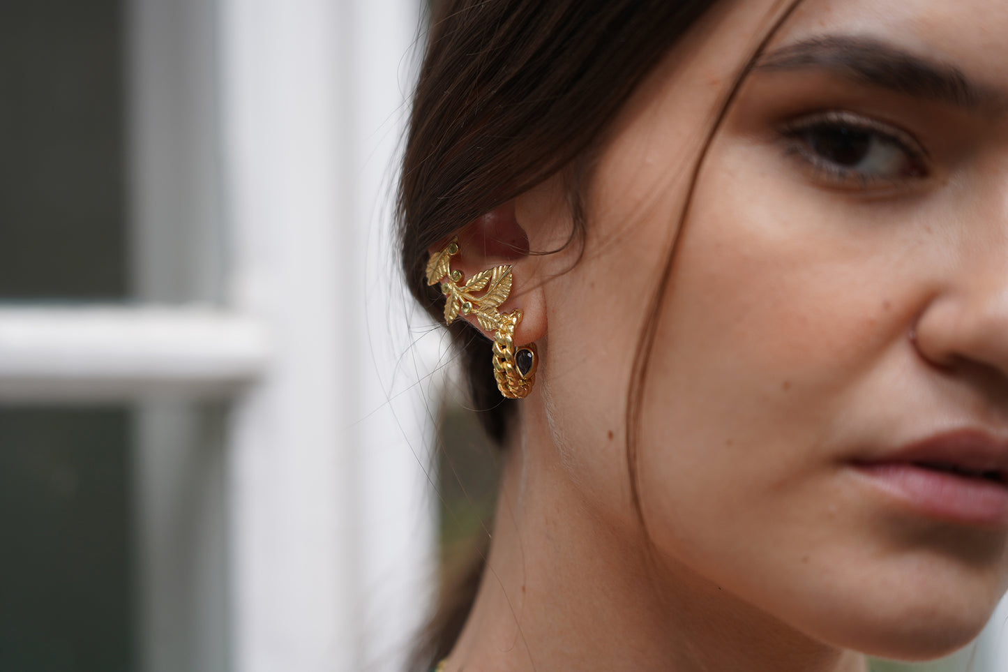 Eros gold chain hoops earrings
