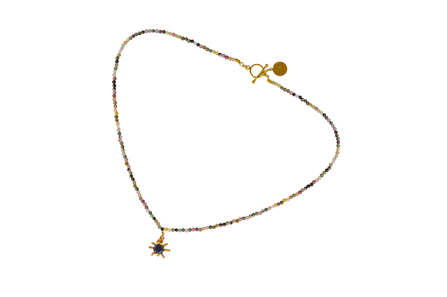Tourmaline with Black Spinel Spider Necklace