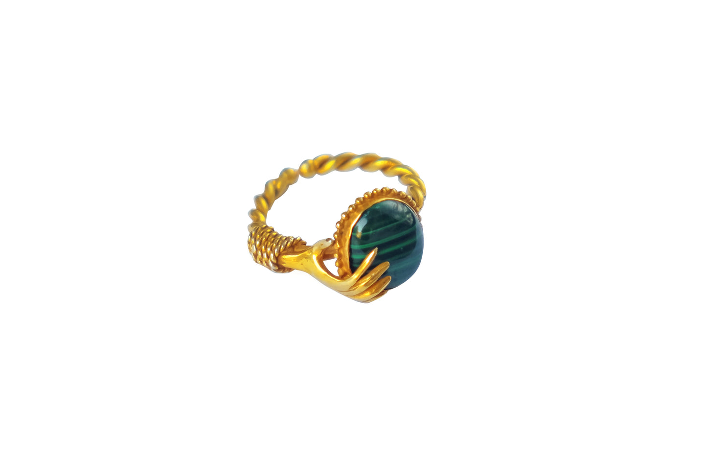 Hand Ring with Malachite Stone