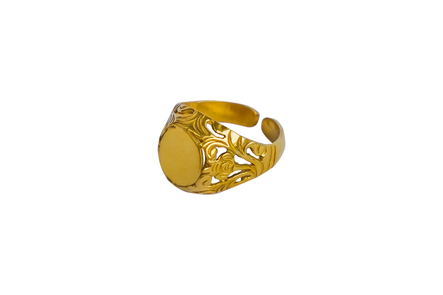 Gold signet family ring