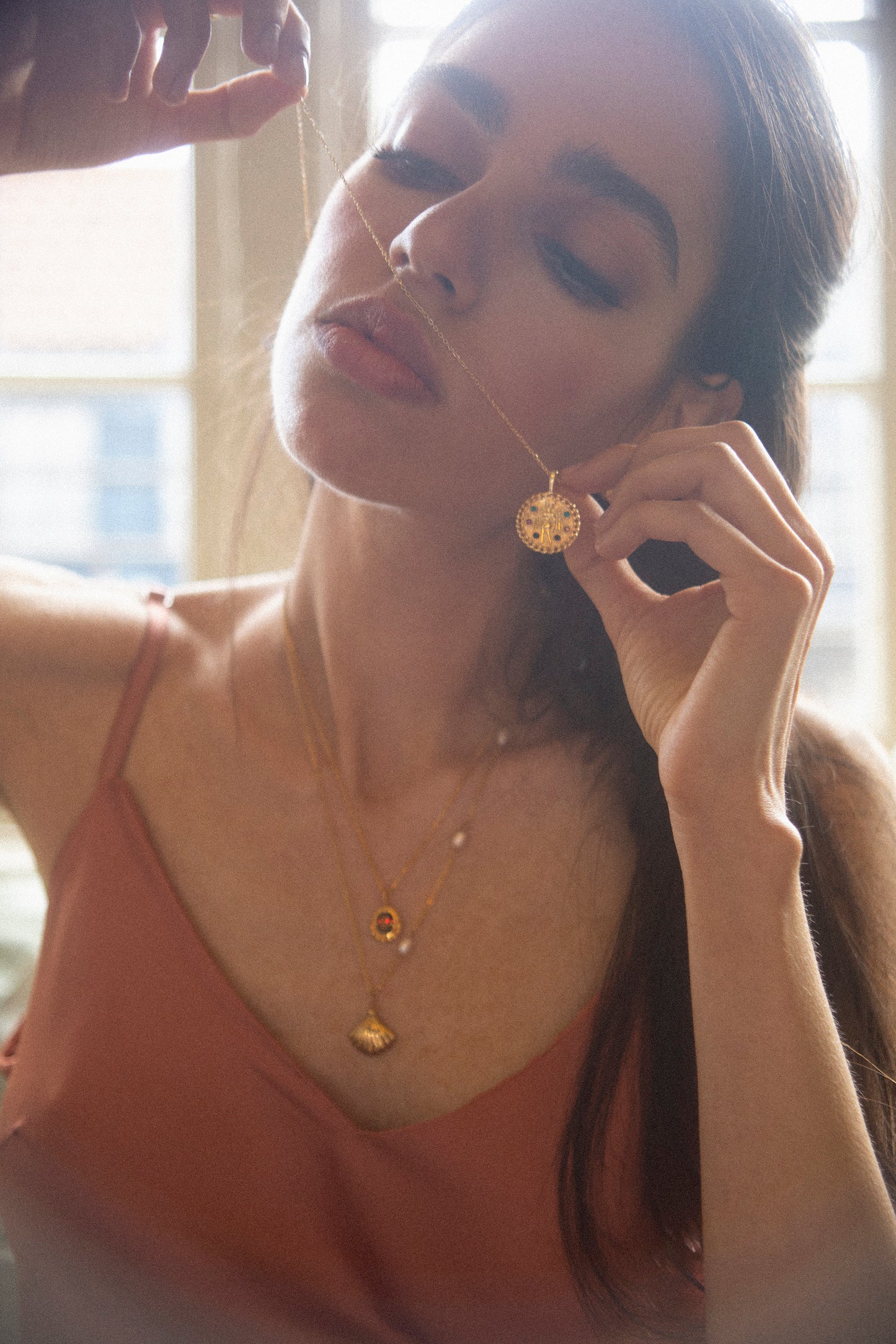 Gold necklace and pearls