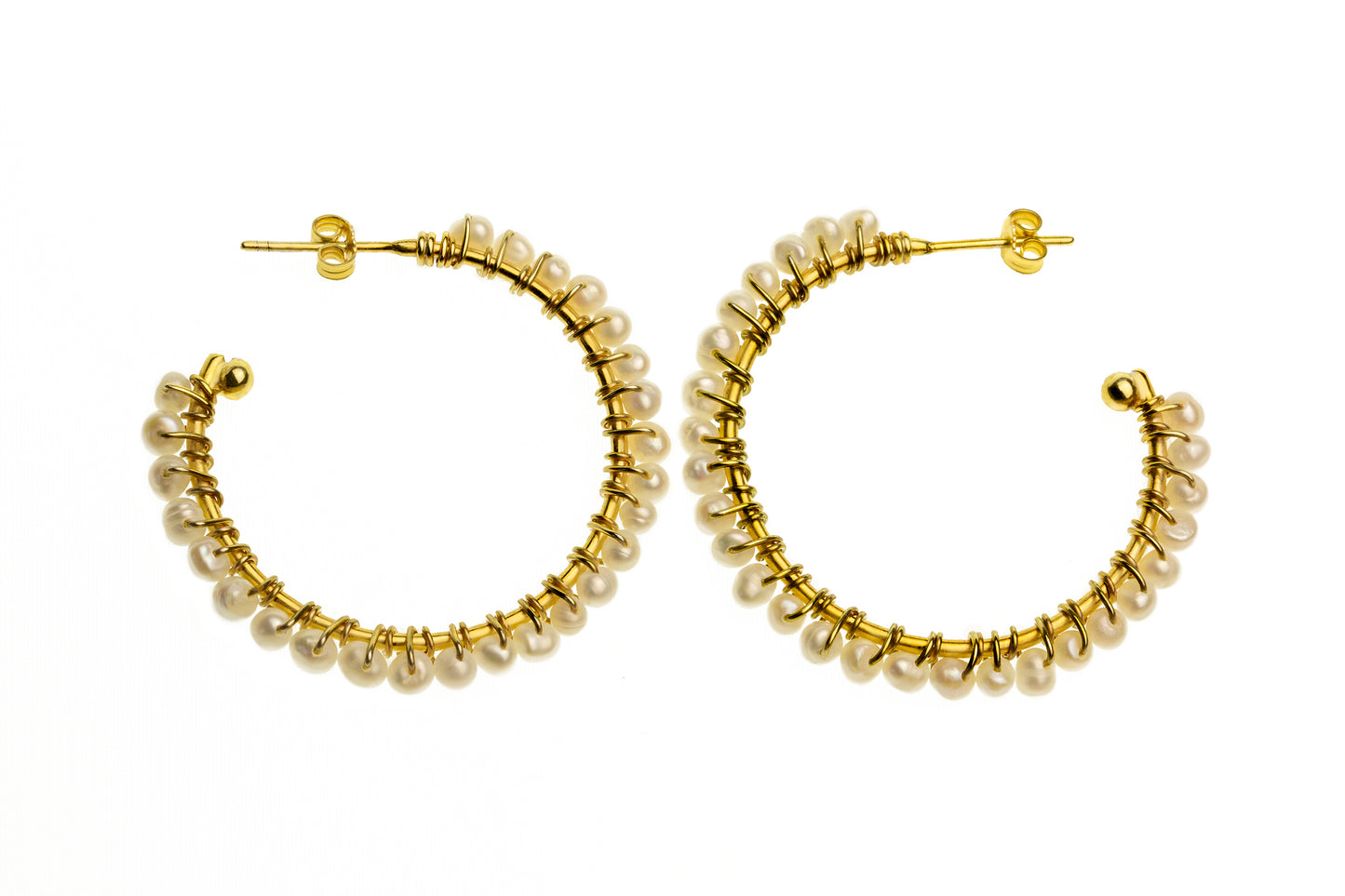 Grace gold pearl hoops
