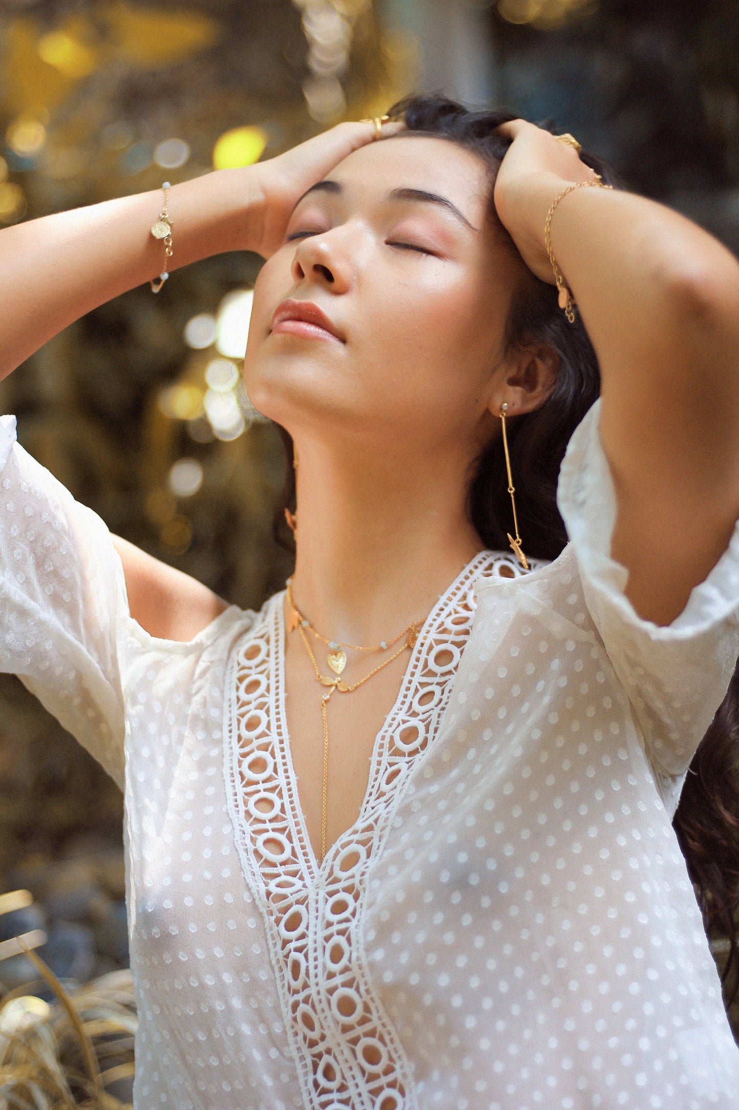 Ethnic Heart Amazonite Necklace on model