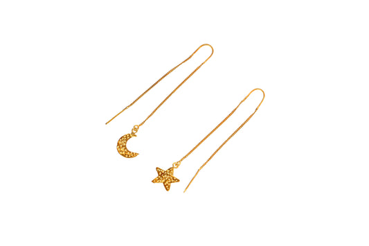 Star and Moon Chain Earrings