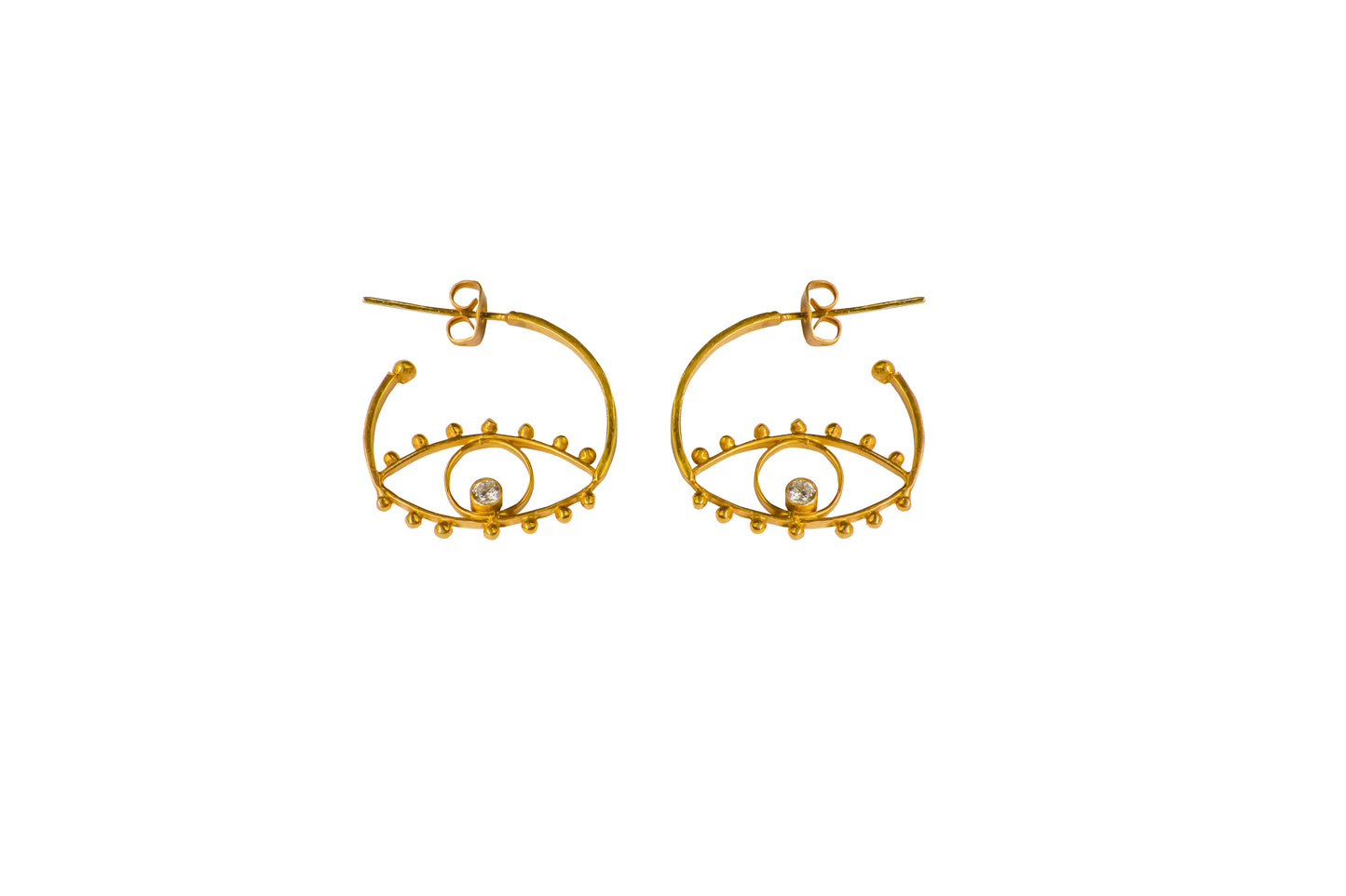 handmade gold eye hoops