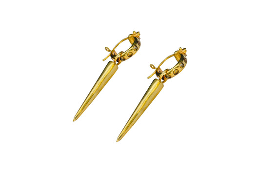 gold mini hoops with pendant