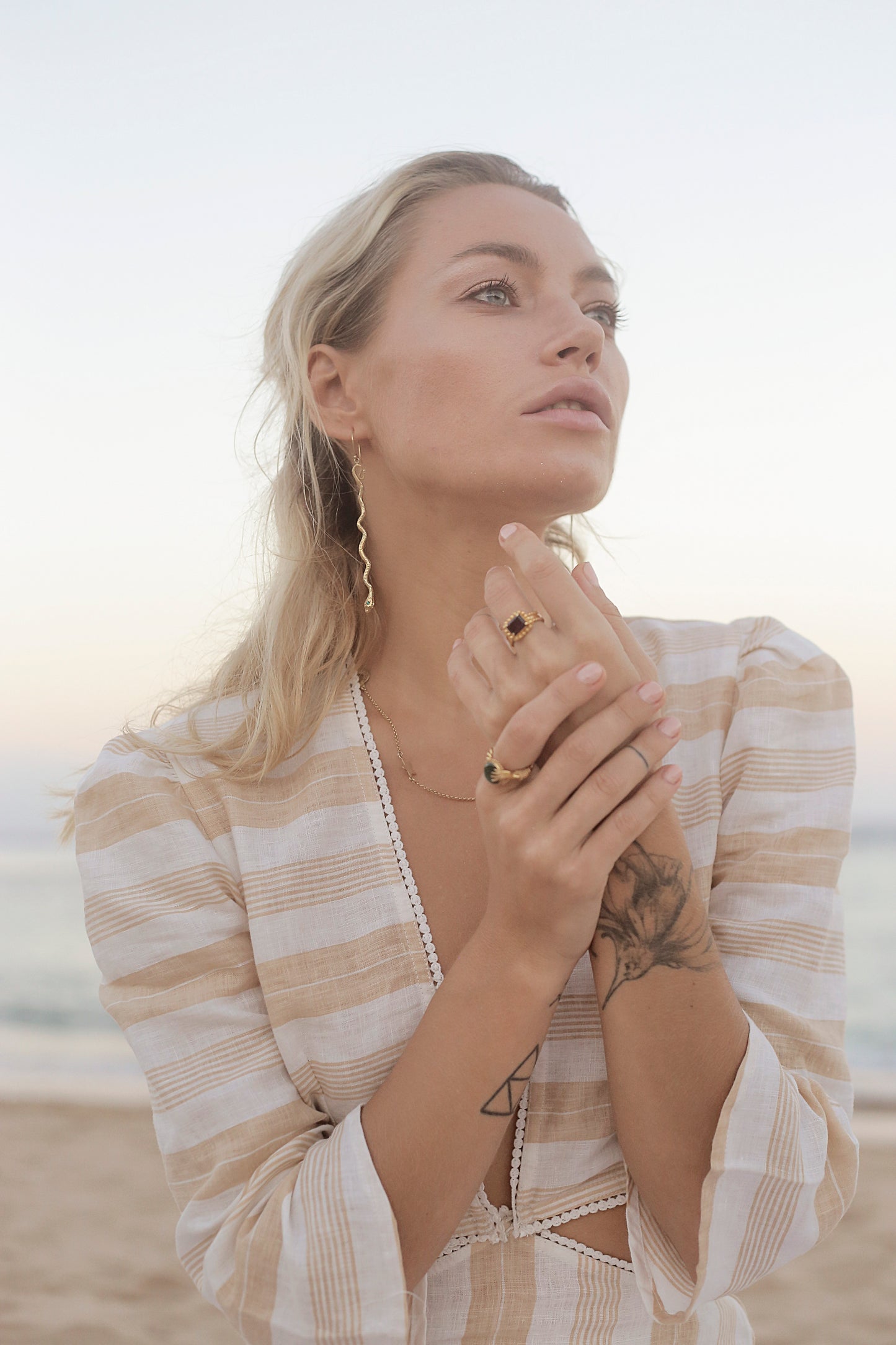 Snake Earrings on model