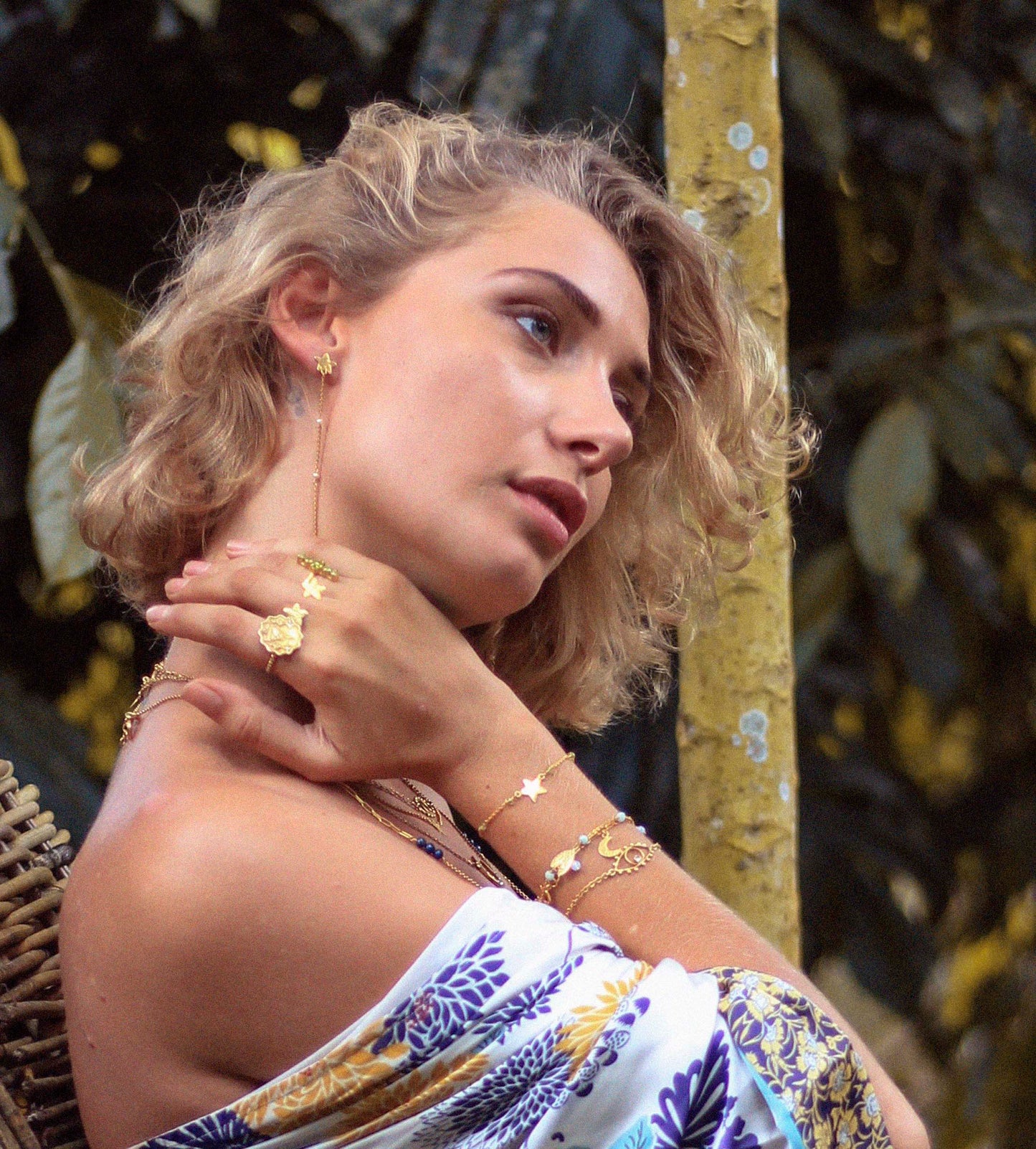Gold Heart Bracelet on model
