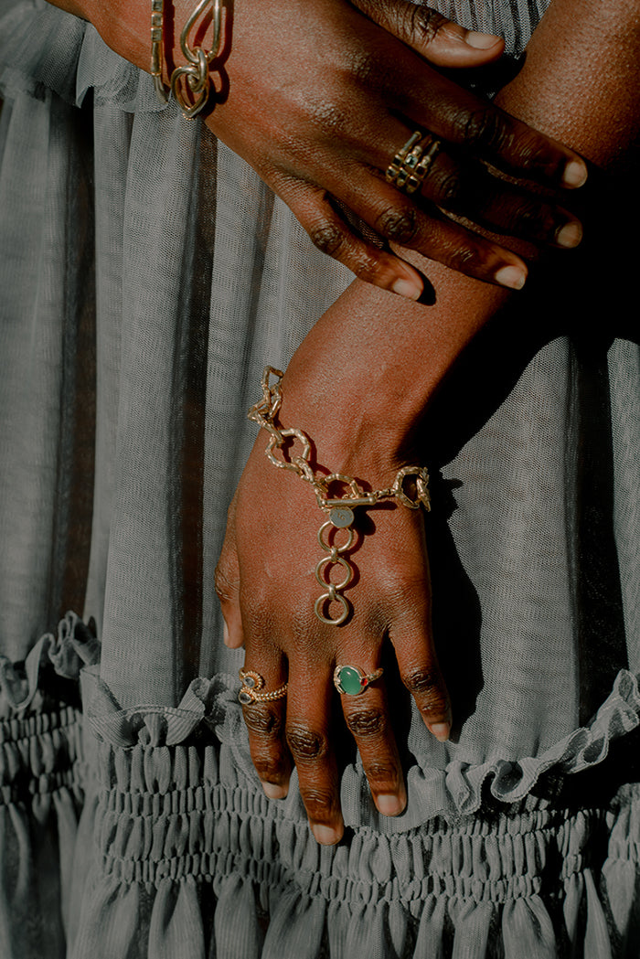 gold Chain Bracelet on model