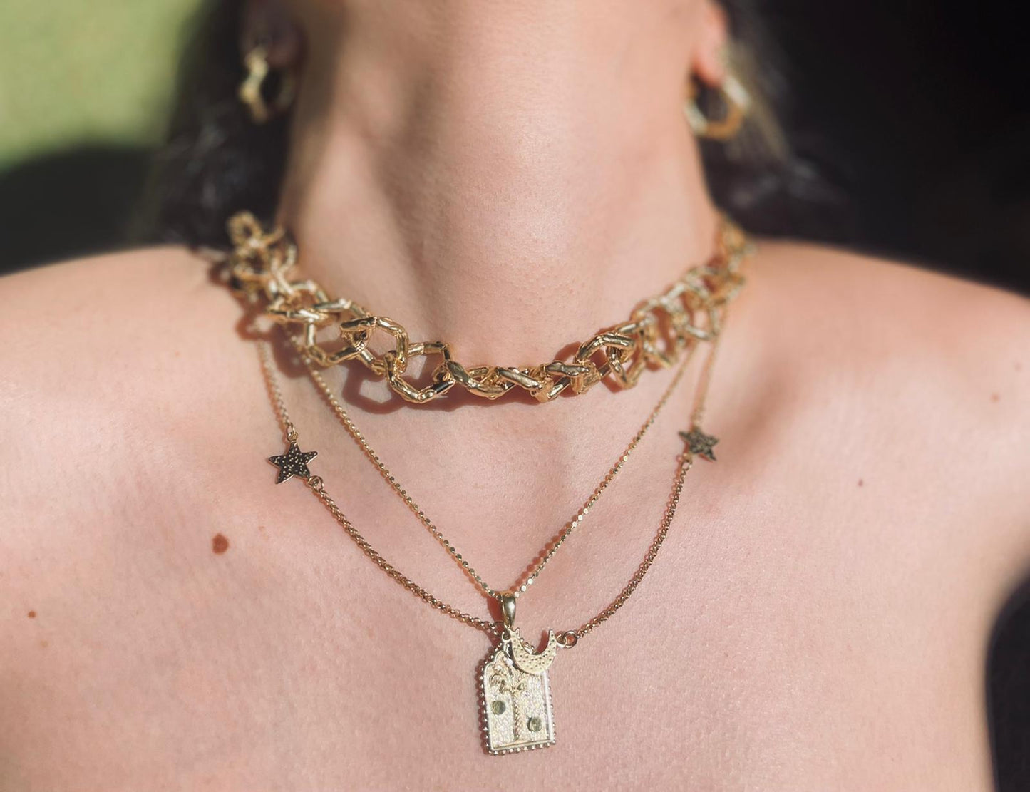 Gold Chain Necklace on model