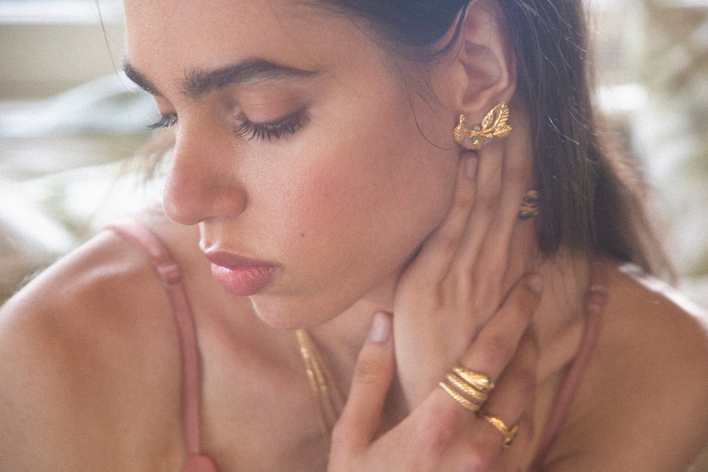 Spring Bloom Studs Earrings on model