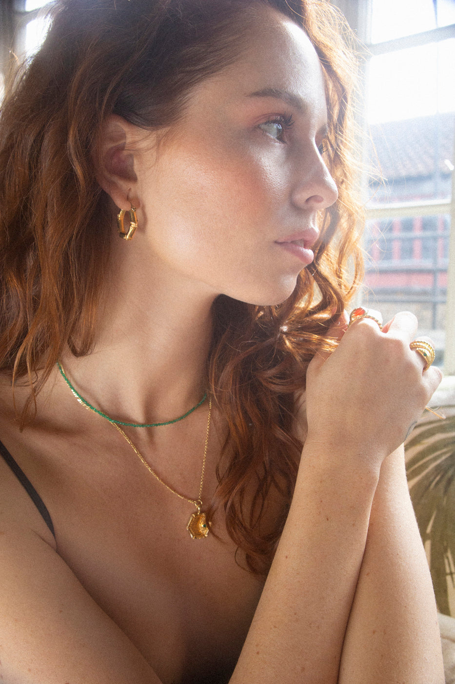 Bamboo gold necklace