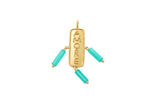Amore Pendant – Gold Gilded -Green Agate