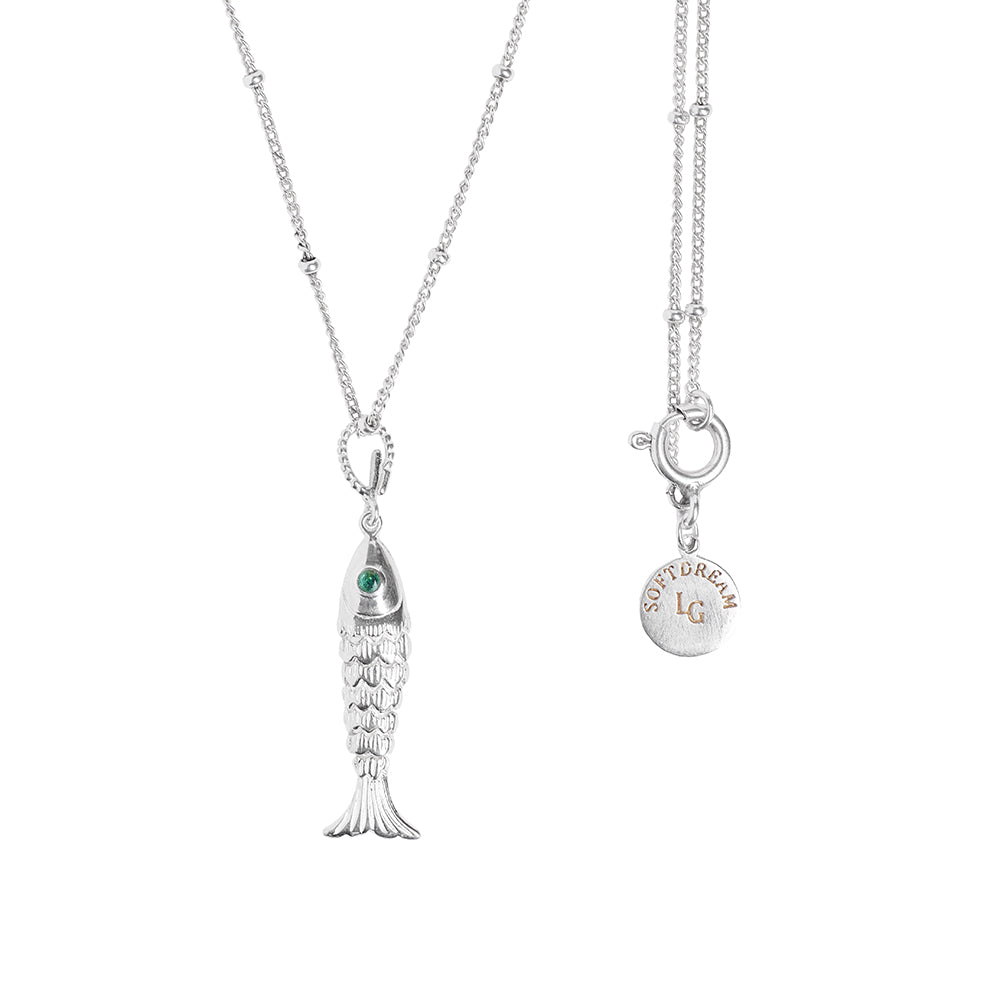 Emerald Eye Fish Pendant
