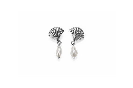 Shell Drop Earrings – Silver Edition