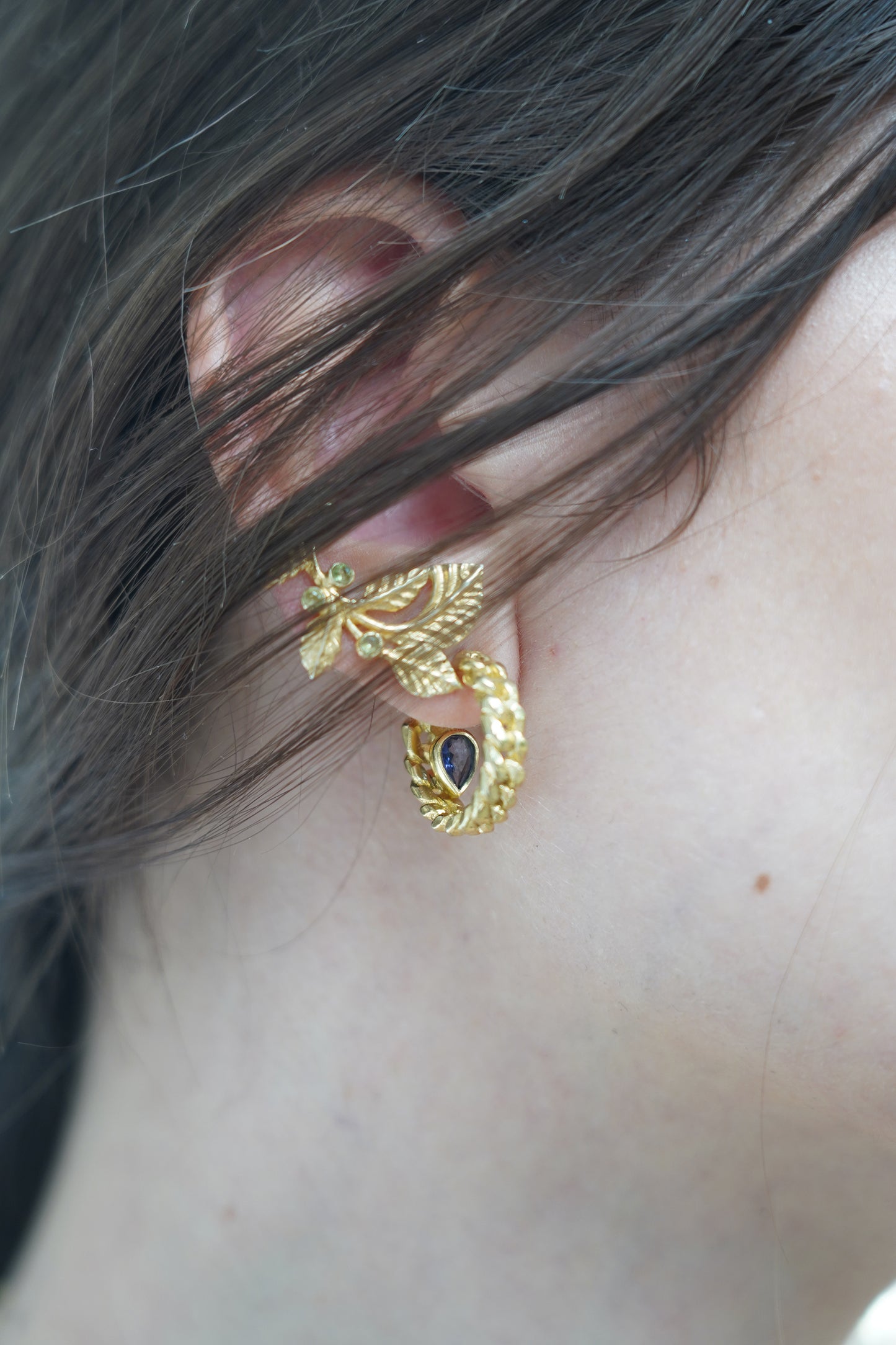 Gold earrings handmade