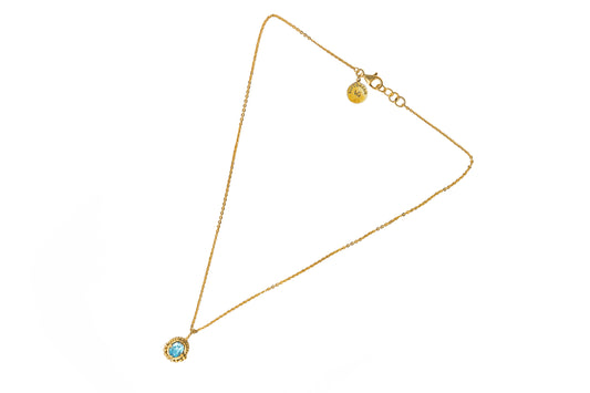 Blue topaz gold necklace