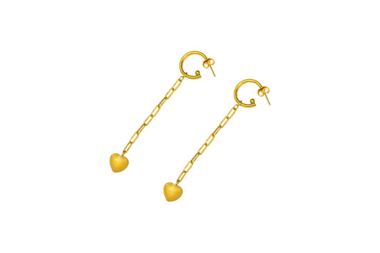 Gold Heart Mini Circle Earrings