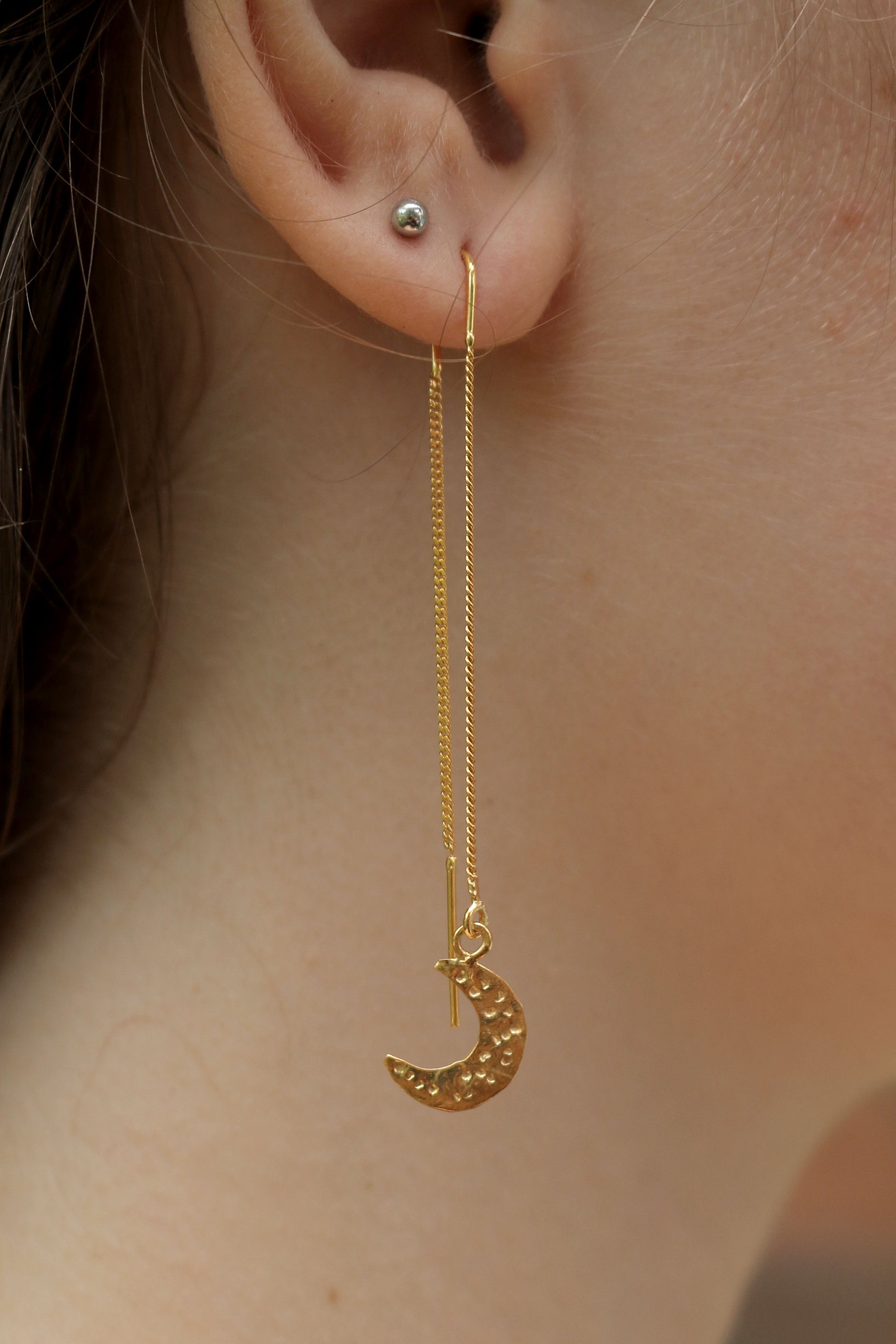 Gold Moon  chain earrings