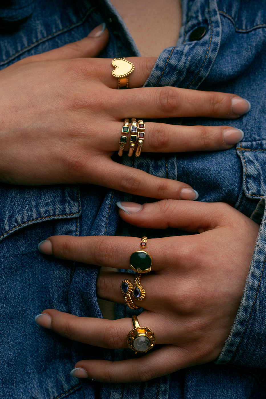 Gold rings with gemstones