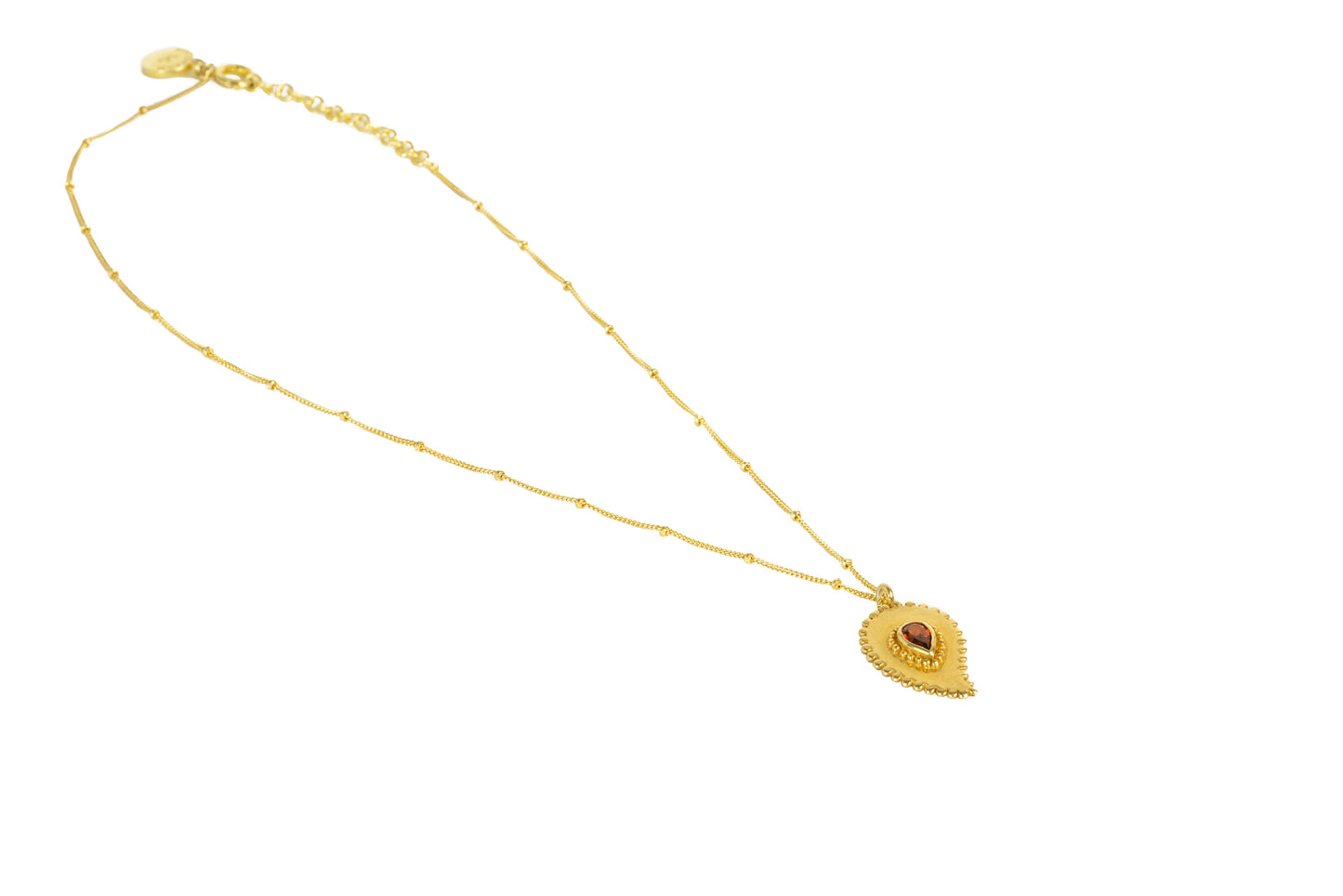 Love drop Garnet gold necklace