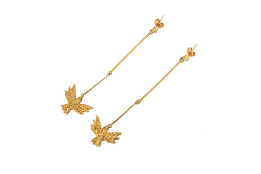 handmade gold birds earrings