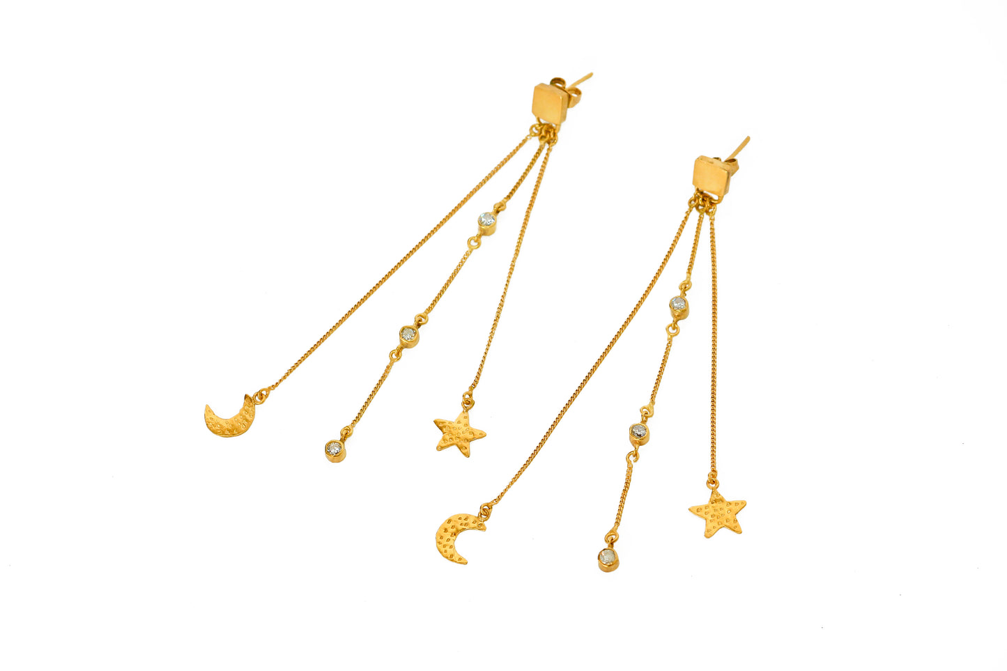 chain earrings stars and moons