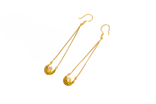 Gold chain moon earrings
