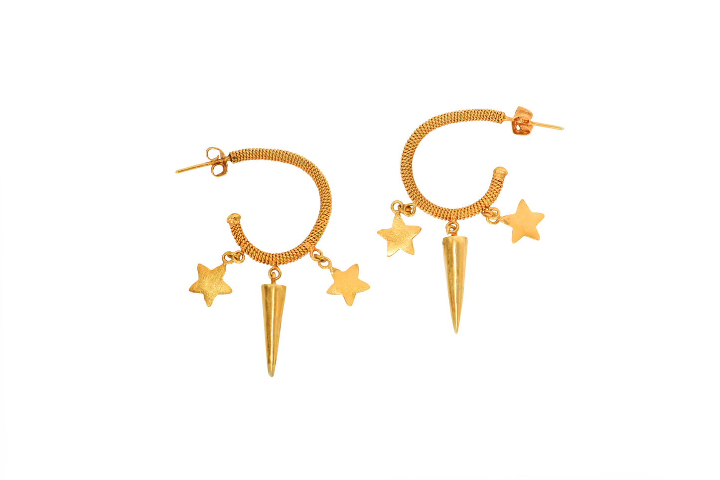 Handmade gold hoops earrings