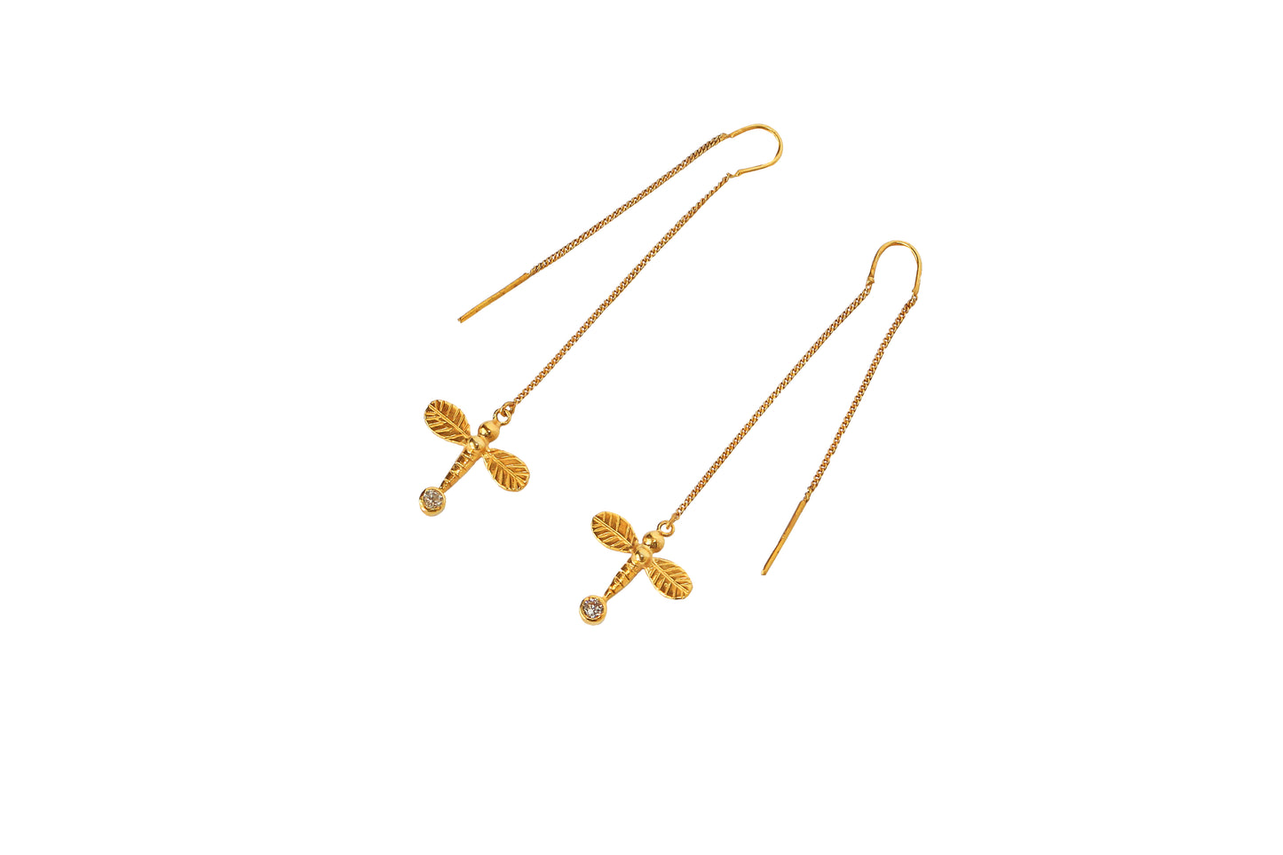 Dragonfly gold earrings