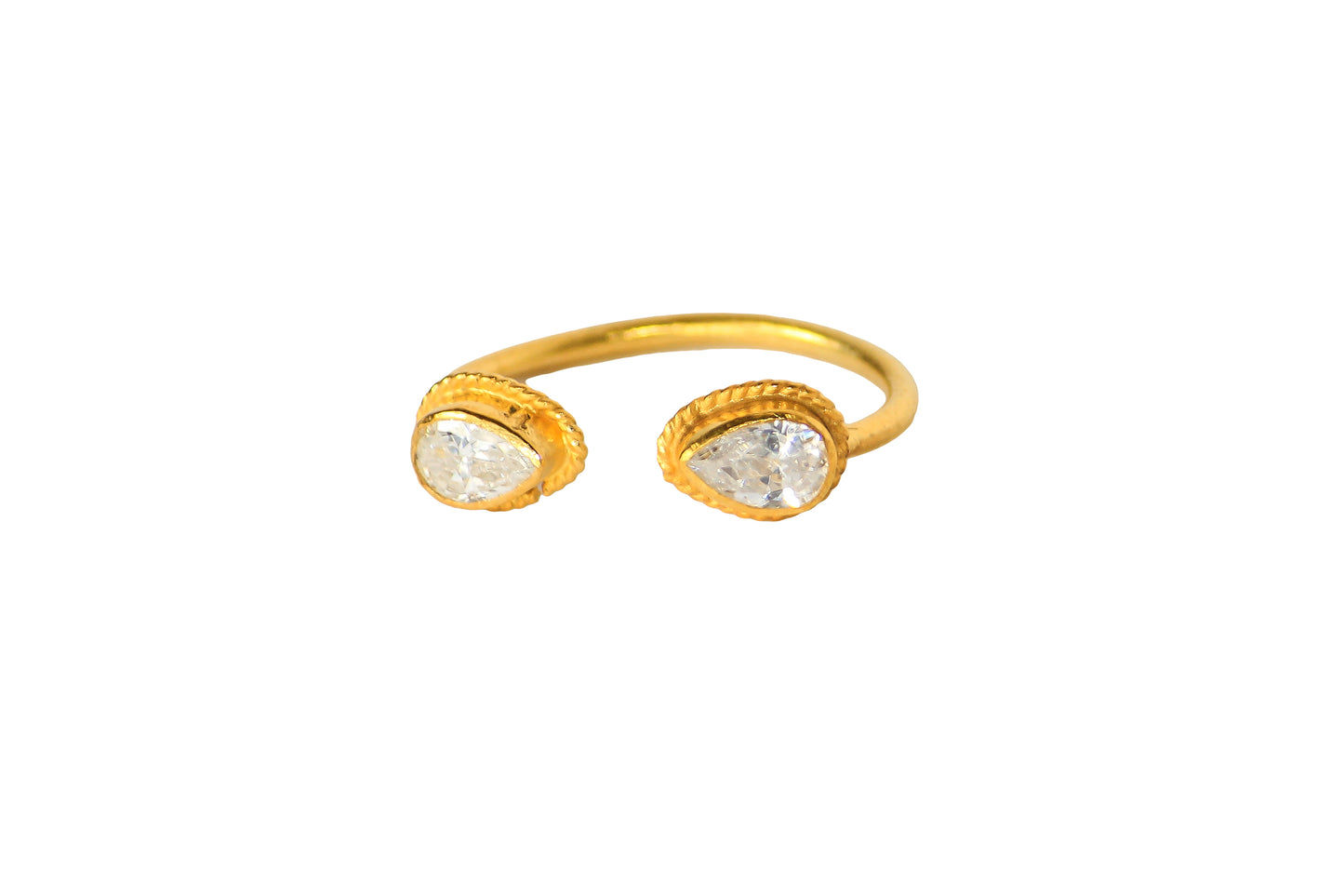 dainty gold ring with zircons
