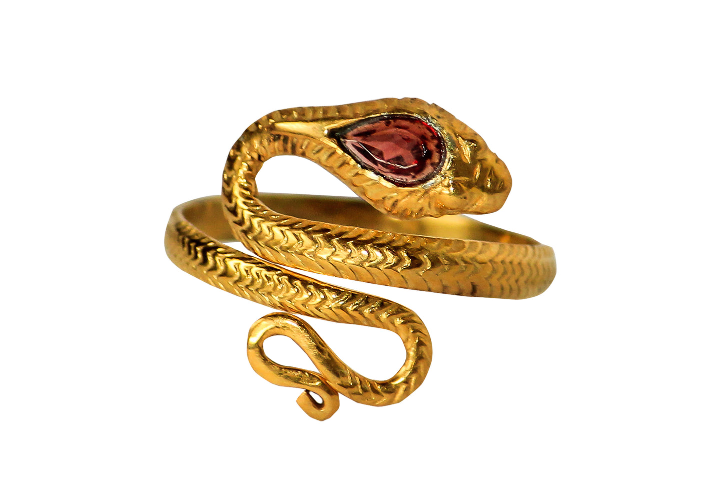 gold snake ring with citrine stone,