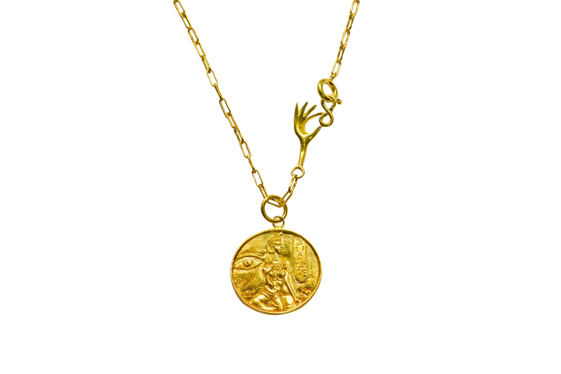 gold medallion necklace details