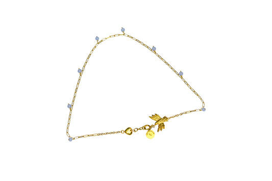 gold Blue lace agate necklace 
