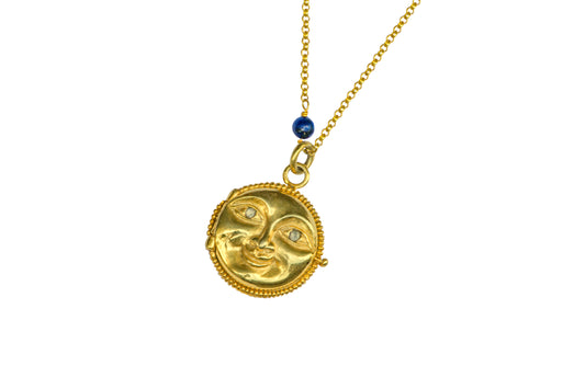 Moon Locket Lapis lazuli Necklace details