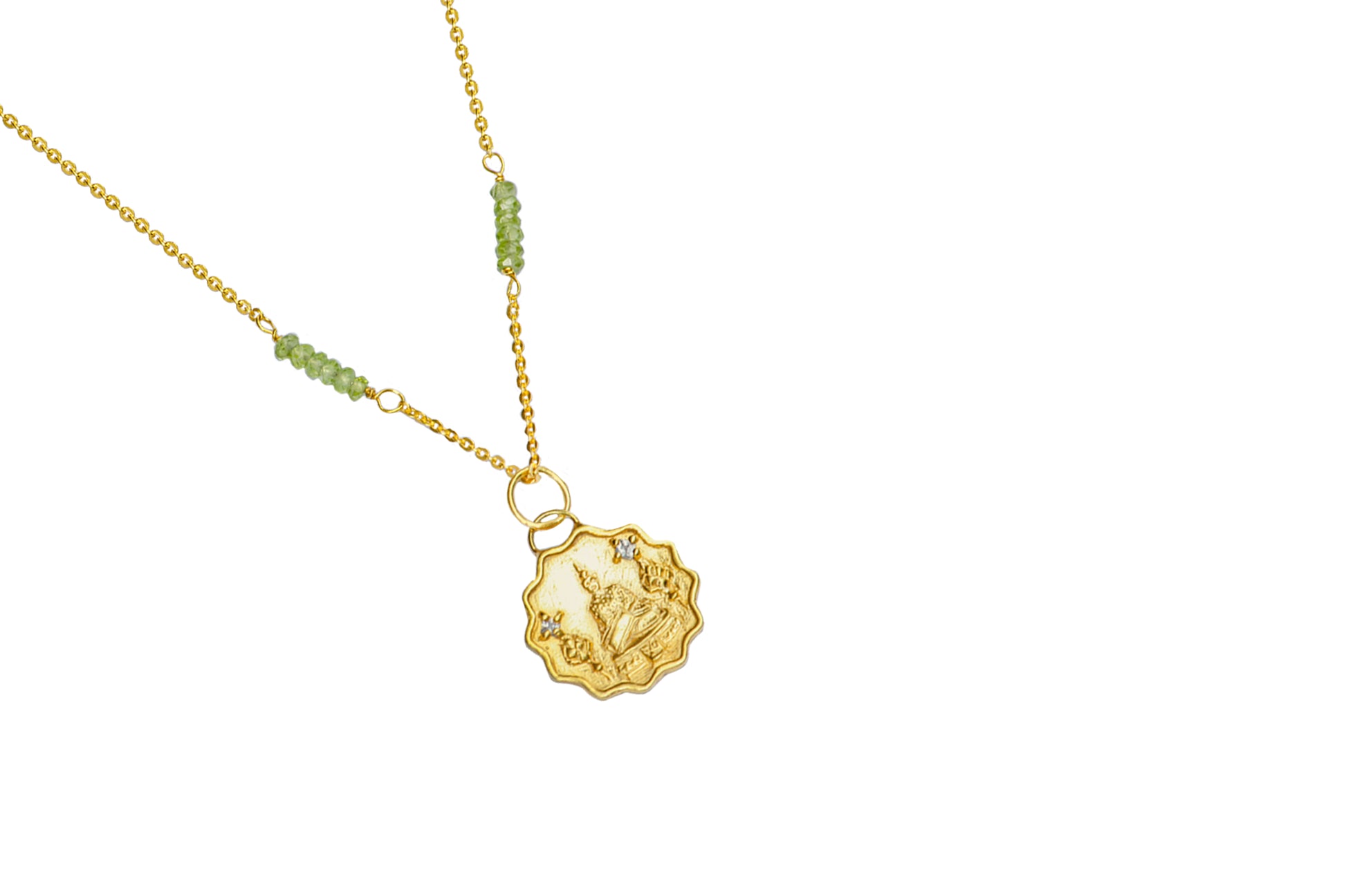 Buddha medallion necklace details