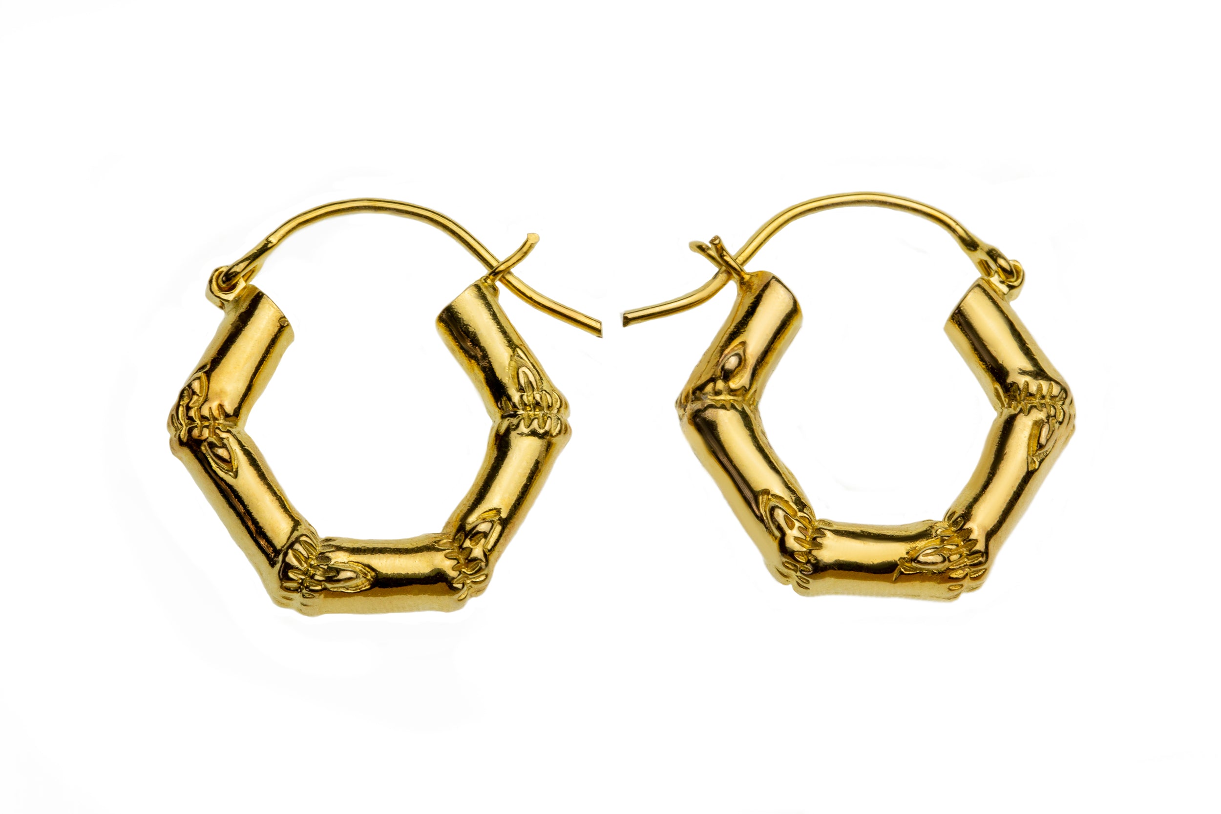 TwoTone Bamboo Name Hoop Earrings in Sterling Silver with 24K Gold Plate  10 Characters  Zales