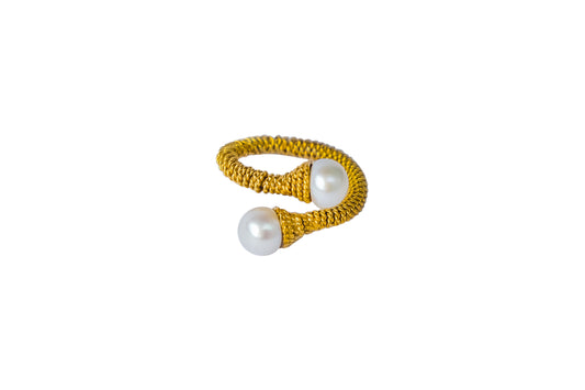 Handmade gold pearl ring