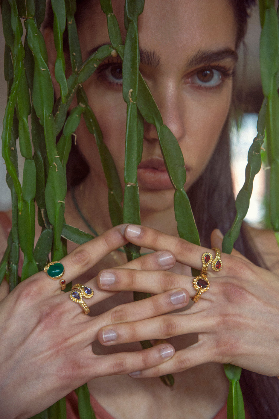 Gold rings with healing crystals